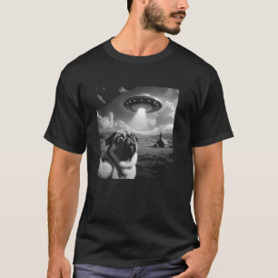 Camiseta Pug Terrificado Tomando uma Selfie com o OVNI u201