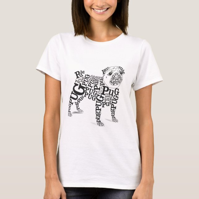 Camiseta Pug tipográfico (Frente)