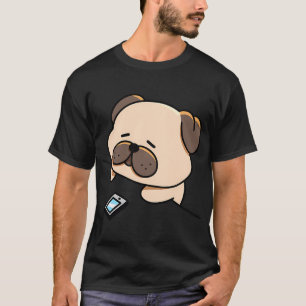 Camiseta Pug Triste Esperando uma Mensagem