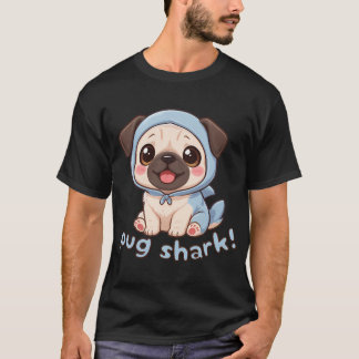 Camiseta Pug Tubarão - Pug Fofo de Fantasia de Tubarão Esti