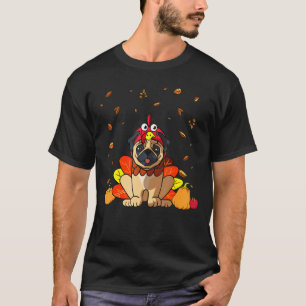 Camiseta Pug Turkey Costume Dog Pugkey Pumpkin Ação de Graç