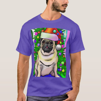 Camiseta Pug Ugly Christmas Pug Com Uma Christmasree E Uma
