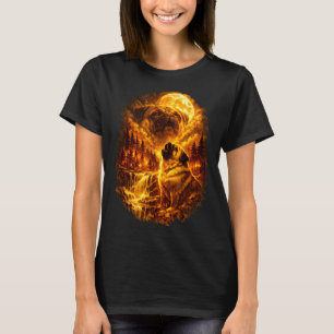 Camiseta Pug uivando para a lua dramático lua cheia