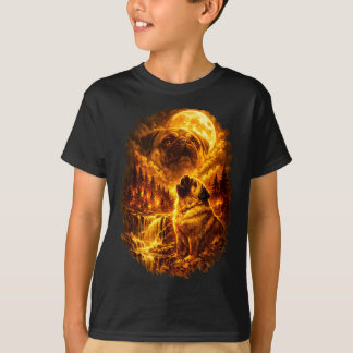 Camiseta Pug uivando para a lua dramático lua cheia 