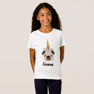 Camiseta Pug Unicorn Little Girl Festa de aniversário