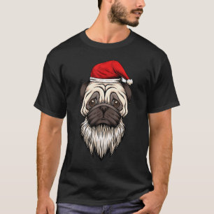 Camiseta Pug Usa Chapéu Barba De Papai Noel Para Roupa De C