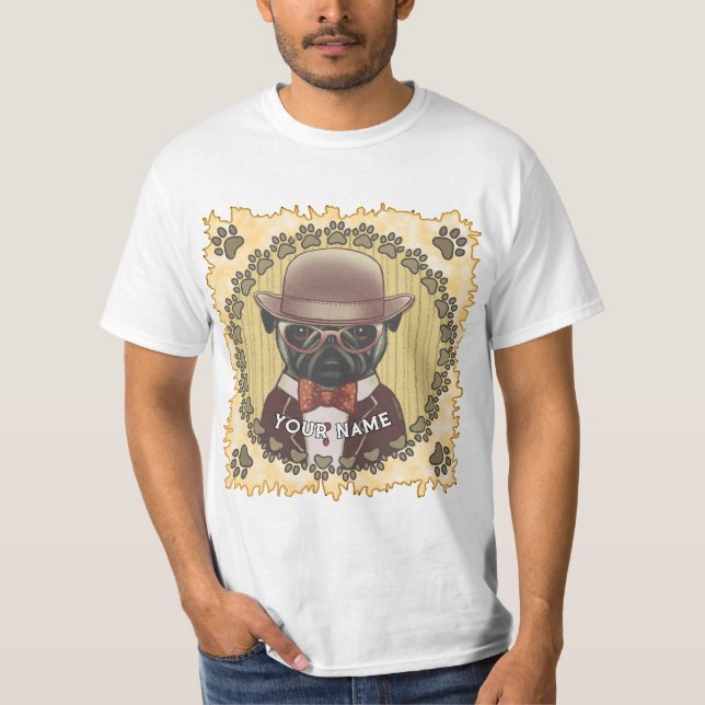 Camiseta Pug Usando Óculos (Frente)