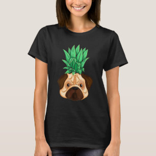 Camiseta Pug Verão Frutas Tropicais Pug Abacaxi