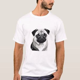 Camiseta Pug Vetor Graphic Art Retrato Animal Spirit Love