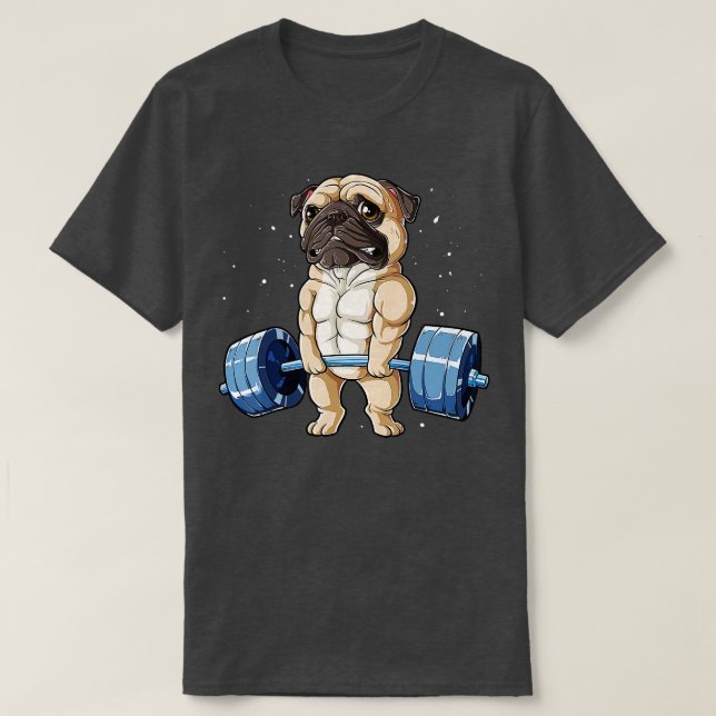 Camiseta Pug Weising Engraçados Homens Malhação Gym W (Frente do Design)