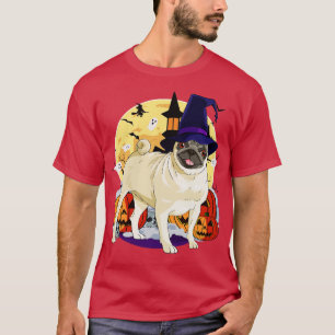 Camiseta Pug Witch Pumpkin Feliz Dia das Bruxas