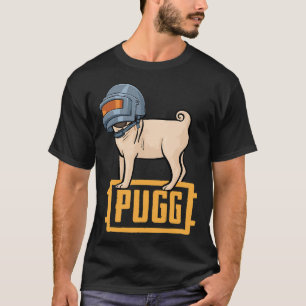 Camiseta PUGG Pug Engraçado Fofo Vestindo Capacete Nível 3
