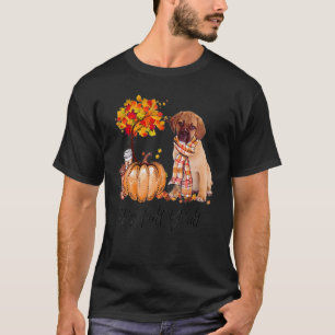 Camiseta Puggle É Outono Pessoal Árvore de Abóbora Café Cho