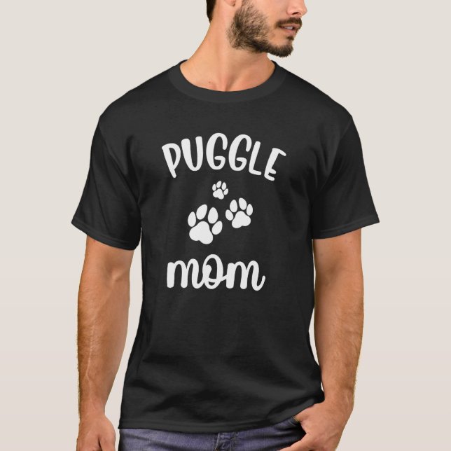 Camiseta Puggle mamãe Cachorro Bonito (Frente)