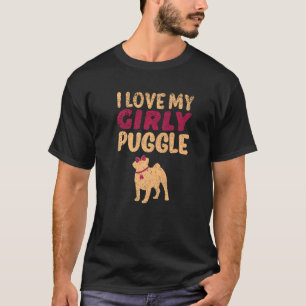 Camiseta Puggle Pug Beagle Girl Dog Girly Gender Reveal Cu