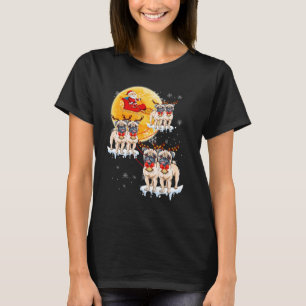 Camiseta Puggle Reindeer Papais noeis de Natal Andando Pug
