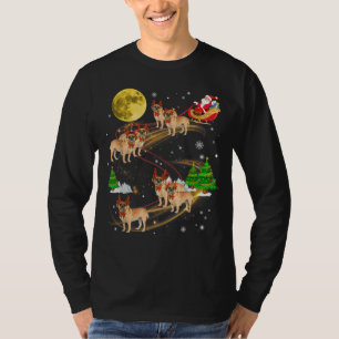 Camiseta Puggle Reindeer Papais noeis de Natal Do Cão De N