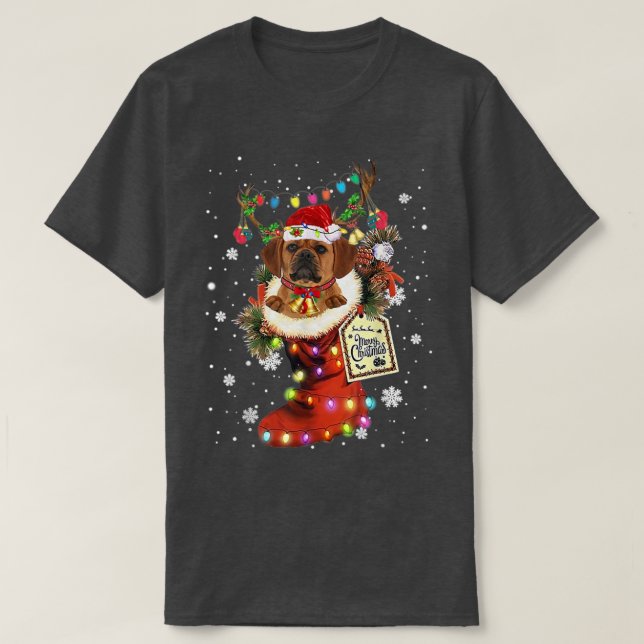 Camiseta Puggle Xmas Boot Christmas Sock Winter Neve (Frente do Design)