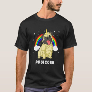 Camiseta Pugicorn Pug Unicórnio Espaço Galáxia Arco-íris Ga