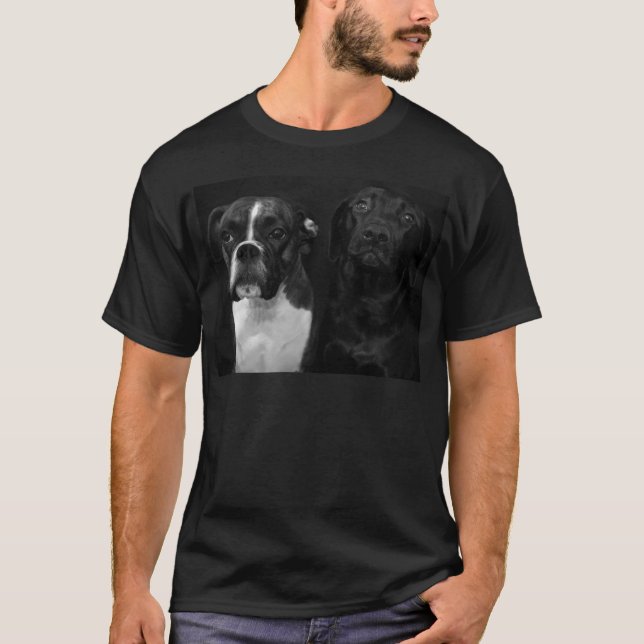 Camiseta Pugilista bonito e laboratório preto (Frente)