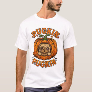 Camiseta Pugkin Pug Abóbora Patas Teia de Aranha