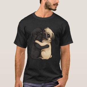 Camiseta Pugs Abraçando Adorável Amante de Cachorros