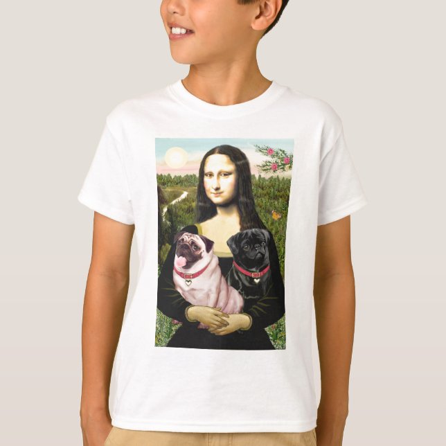 Camiseta Pugs (Castanho + Preto) - Mona Lisa (Frente)