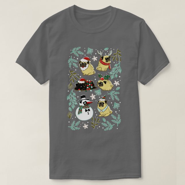 Camiseta Pugs de Natal (Frente do Design)