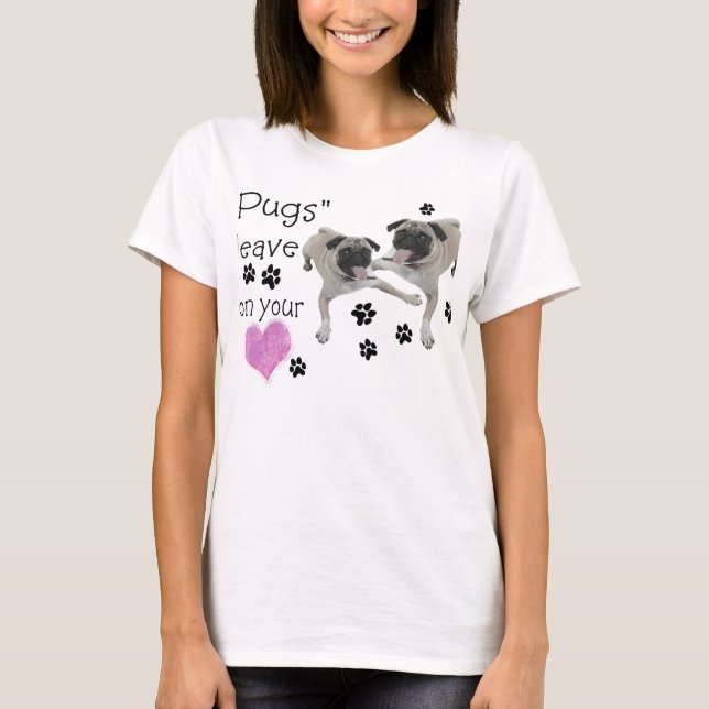 Camiseta "Pugs" deixa pegadas no seu coração (Frente)