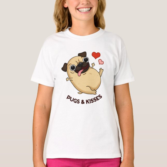 Camiseta Pugs E Beija Cachorro Engraçado (Frente)