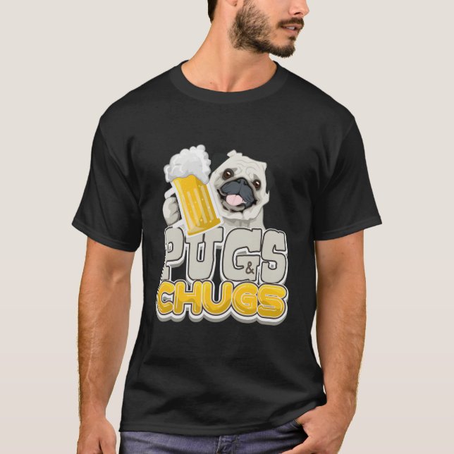 Camiseta Pugs E Chugs Beer Lover (Frente)