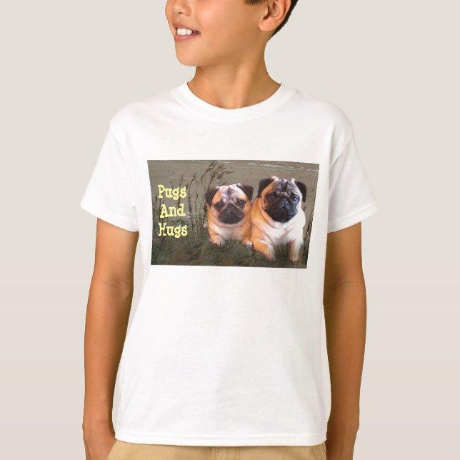 Camiseta Pugs e t-shirt dos miúdos dos abraços (Frente)