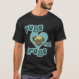 Camiseta Pugs Engraçados Não Drogas Vintage Desgastado