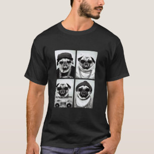Camiseta Pugs Gangsters Engraçados Hip Hop Rap Cães de Rua