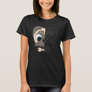 Camiseta Pugs Imprimem Cabeça Puggle Retrato de Animal Com