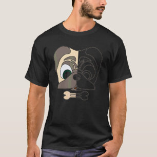 Camiseta Pugs Imprimem Cabeça Puggle Retrato de Animal Com