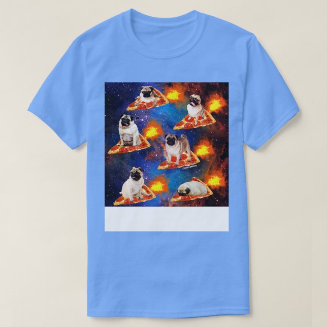 Camiseta Pugs na Pizza Espacial (Frente do Design)