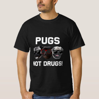 Camiseta Pugs Não Droga Cachorros Engraçados Com Óculos De