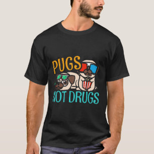 Camiseta Pugs Não Drogas Mops Cães Rancor Pug Presente de E