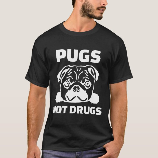 Camiseta Pugs Não Drogas Premium (Frente)