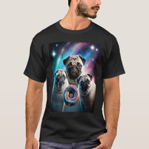 Camiseta Pugs No Espaço Com Donuts Meninos Meninas Homens P