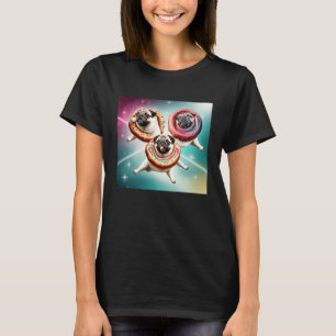 Camiseta Pugs No Espaço Com Rosquinhas Cute Pug Boys Rapari
