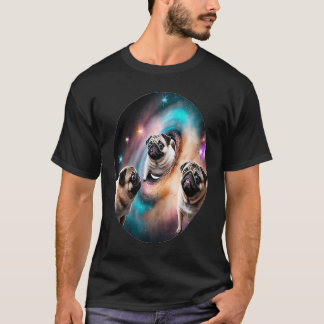 Camiseta Pugs No Espaço Com Rosquinhas Cute Pug Boys Rapari