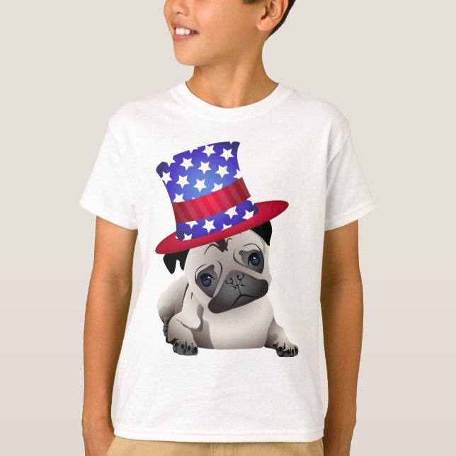 Camiseta Pugs Patrióticos - Adicione seu próprio texto (Frente)