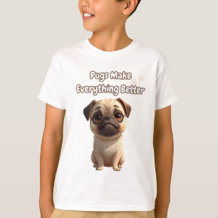 Camiseta Pugs Torna Tudo Melhor - Design de citação de Pug