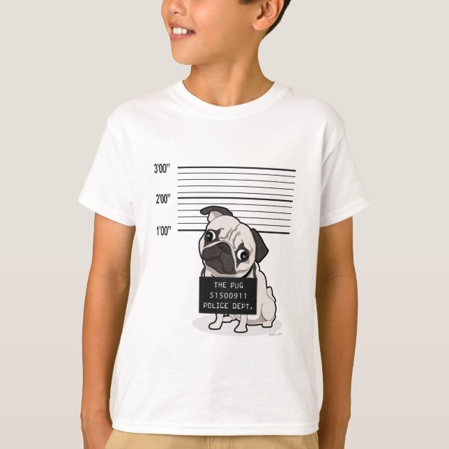 Camiseta Pugshot: Pug Mugshot (Frente)