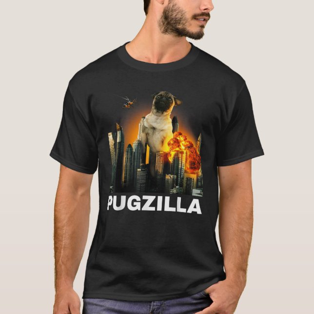 Camiseta PUGZILLA Funny Pug Tshirt para amantes de cães par (Frente)
