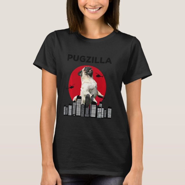 Camiseta Pugzilla Pug Mãe Pug Pai Pug Pug Animal (Frente)