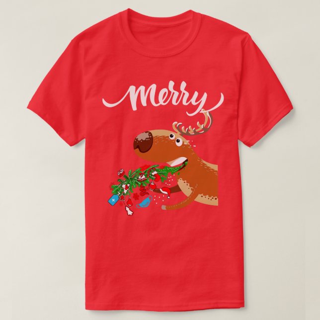 Camiseta Puking Deer Ugly Christmas (Frente do Design)