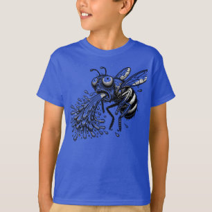 Camiseta Puking Fly Cartoon Gross e Hilariant